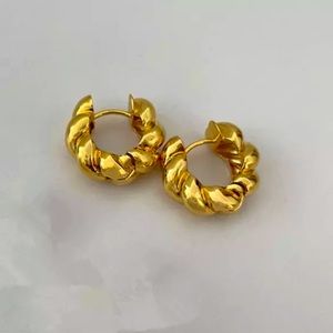 Gold Plated Twisted Huggie  Hoop Earrings